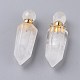 Faceted Natural Quartz Crystal Openable Perfume Bottle Pointed Pendants US-G-P435-D-03G-3