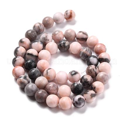 Natural Pink Zebra Jasper Round Bead Strands&nbsp;US-G-E334-8mm-11-2