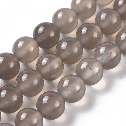 Natural Gray Agate Bead Strands US-G-R193-12-8mm-1