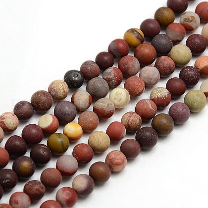 Frosted Natural Mookaite Round Bead Strands US-G-M064-8mm-11-1