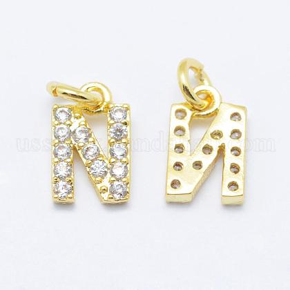 Brass Micro Pave Grade AAA Cubic Zirconia Charms US-ZIRC-P067-11G-N-NR-1