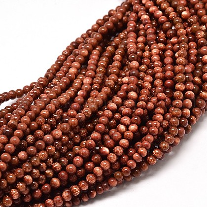 Synthetic Goldstone Round Bead Strands US-G-P072-02-8mm-1