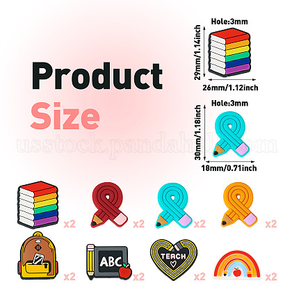 16Pcs 8 Style Food Grade Eco-Friendly Silicone Focal Beads&nbsp;US-SIL-TA0001-74-3