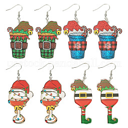4Pair Christmas Iron Dangle Earrings for Women US-EJEW-TA00594