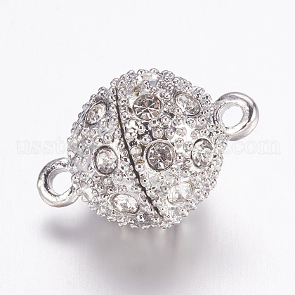 Alloy Rhinestone Magnetic Clasps with Loops US-BSAHH050-1
