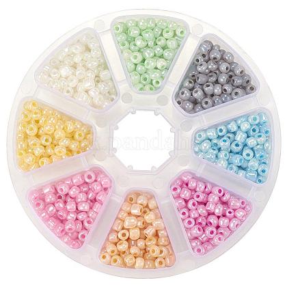 Multicolor 6/0 Ceylon Round Glass Seed Beads Diameter 4mm Loose Beads for Jewelry Making US-SEED-PH0001-10-1