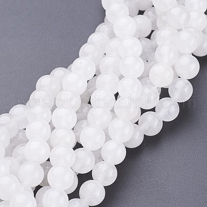 Natural White Jade Beads Strands US-GSR8mmC138-1