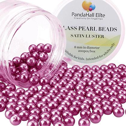 8mm Maroon Glass Pearl Beads Tiny Satin Luster Round Loose beads for Jewelry Making US-HY-PH0001-8mm-058-1