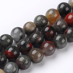 Natural African Bloodstone Beads Strands US-G-L383-06-10mm