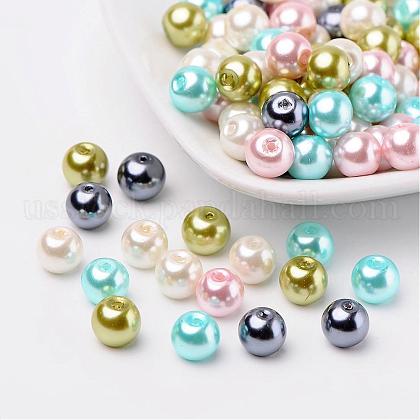 Pastel Mix Pearlized Glass Pearl Beads US-HY-X006-8mm-12-1