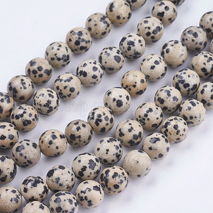 Natural Dalmatian Jasper Stone Bead Strands US-G-R193-14-10mm-1