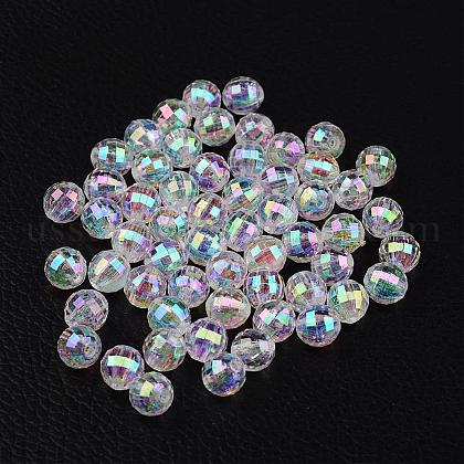 Faceted Eco-Friendly Transparent Acrylic Round Beads US-TACR-K001-8mm-22-1