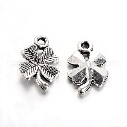 Tibetan Style Alloy Clover Charms US-X-TIBEP-2765-AS-RS-1