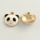 Light Gold Tone Metal Alloy Enamel Panda Pendants US-ENAM-Q416-02-1