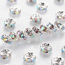 Brass Grade A Rhinestone Spacer Beads US-RSB034NF-02