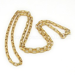 Trendy Unisex 304 Stainless Steel Box Chain Necklaces US-NJEW-L043-05G