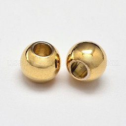 Rack Plating and Vacuum Plating Brass Round Spacer Beads US-KK-I598-03G-RS