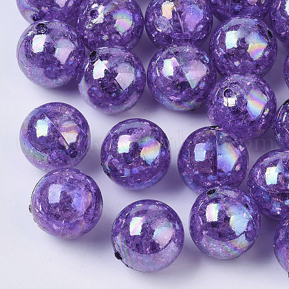 AB Color Transparent Crackle Round Acrylic Beads US-CACR-S006-05-1