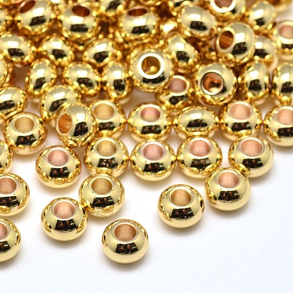 Brass Flat Round Spacer Beads US-X-KK-M085-18G-NR-1