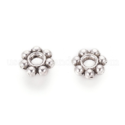 Tibetan Style Alloy Daisy Spacer Beads US-X-TIBEB-A101757-AS-FF-1