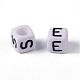 Mixed Letters White Letter Acrylic Cube Beads US-X-PL37C9308-3