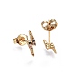 Brass Micro Pave Cubic Zirconia Flash Stud Crawler Earrings US-EJEW-L224-24G-2