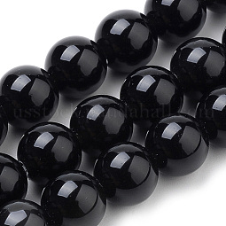Natural Black Onyx Beads Strands US-G-S259-19-6mm