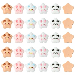 50Pcs 5 Colors Resin Cartoon Cabochons US-RESI-CJ0004-11