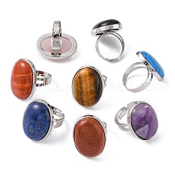 Great Valentines Gifts Natural & Synthetic Mixed Stone Rings US-RJEW-C094-M
