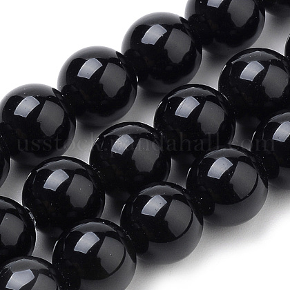 Natural Black Onyx Beads Strands&nbsp;US-G-S259-19-6mm-1