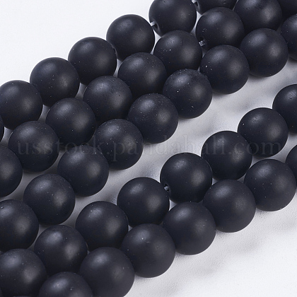 Synthetic Black Stone Bead Strands US-G-R345-10mm-38-1-1