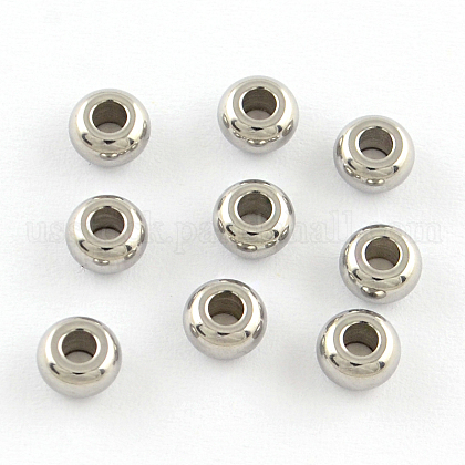 201 Stainless Steel Rondelle Spacer Beads US-STAS-R064-43-1