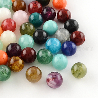 Round Imitation Gemstone Acrylic Beads US-X-OACR-R029-6mm-M-1
