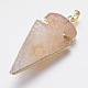 Natural Dyed Agate Triangle Golden Plated Big Pendants US-G-P077-41-3