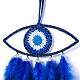 Handmade Evil Eye Woven Net/Web with Feather Wall Hanging Decoration US-HJEW-K035-05-3