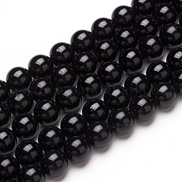 Natural Black Tourmaline Beads Strands US-G-L554-02-8mm