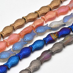 Frosted Electroplate Glass Fish Beads Strands US-EGLA-M001-M