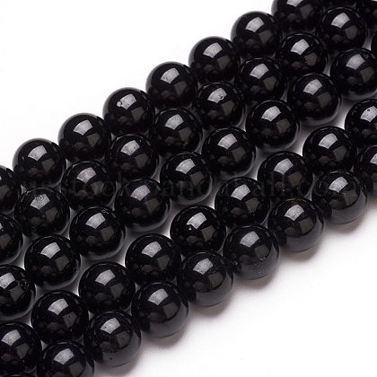 Natural Black Tourmaline Beads Strands US-G-L554-02-8mm-1
