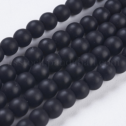 Synthetic Black Stone Bead Strands US-G-R345-4mm-38-1-1