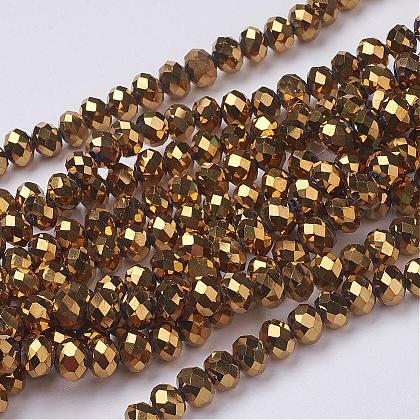 Electroplate Glass Beads Strands US-GR6X8MMY-G-1