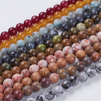 Natural Mixed Gemstone and Dyed Jade Beads Strands US-G-G151-8mm-M2-1