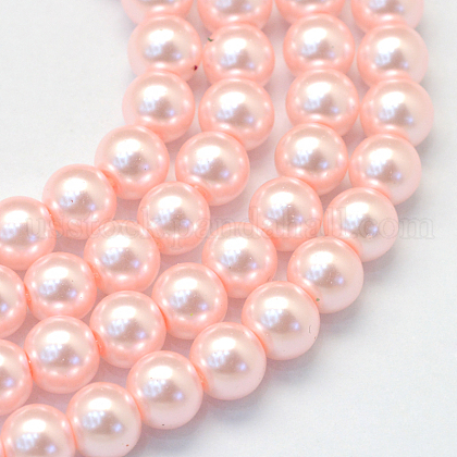 Baking Painted Pearlized Glass Pearl Round Bead Strands US-HY-Q330-8mm-70-1