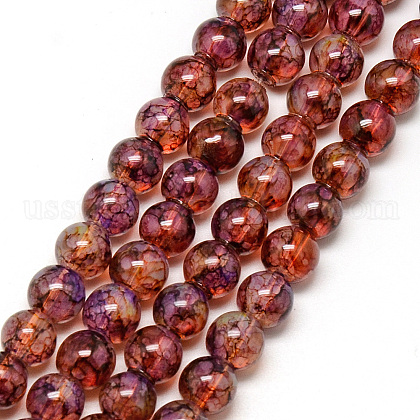 Baking Painted Glass Beads Strands US-DGLA-Q023-8mm-DB61-1