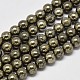 Natural Pyrite Round Beads Strands US-G-F197-10-10mm-1