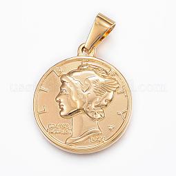 304 Stainless Steel Coin Pendants US-STAS-H372-09G