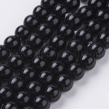 Synthetic Black Stone Beads Strands US-G-G088-8mm-1