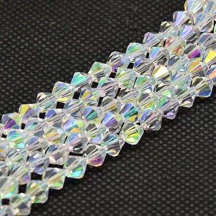 Imitate Austrian Crystal Electroplate Bicone Glass Bead Strands US-GLAA-F029-6x6mm-A01-1