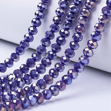 Electroplate Glass Beads Strands US-EGLA-A034-P4mm-B07-1