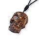 Halloween Skull Natural Gemstone Pendant Necklaces US-NJEW-P253-A-4