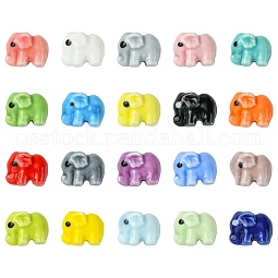 40Pcs 20 Colors Handmade Printed Porcelain Beads US-PORC-CJ0001-08